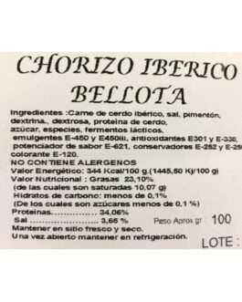Chorizo Ibérico de Bellota – 10 x 100 gr
